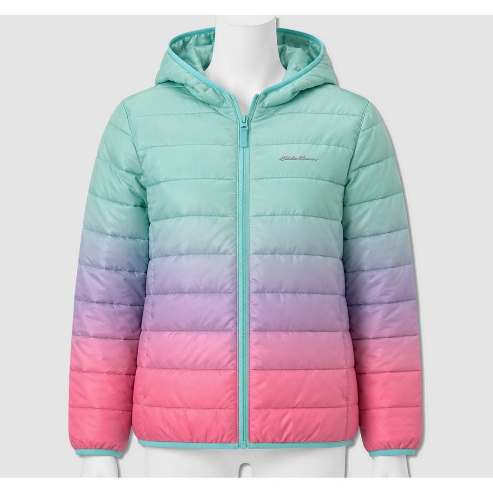 Eddie Bauer Down Hooded Jacket - NWT Big Girls Size XL 16 Multicolor - #49823-M4